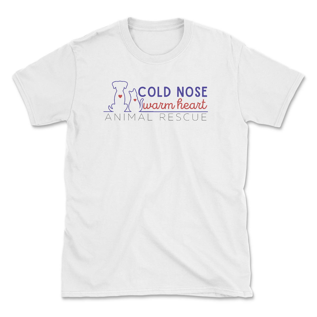 Logo (Front Print) - White (Cold Nose Warm Heart) (Adult Short Sleeve T-Shirt)