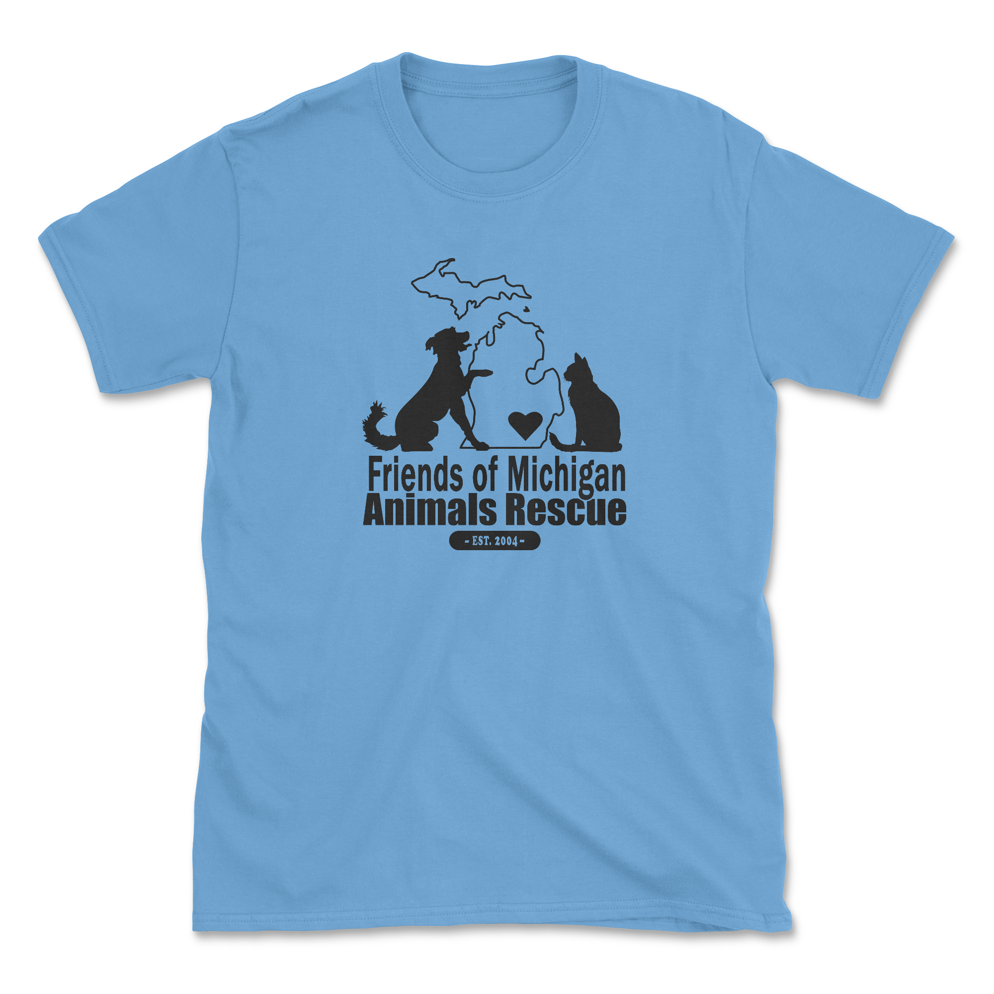 Friends of Michigan Animals Rescue - Carolina Blue (Front Print) (Adult Short Sleeve T-Shirt)