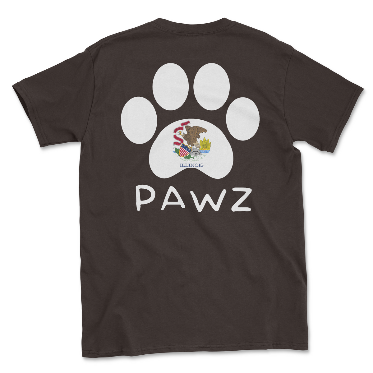 Illinois Flag Paw (Adult Short Sleeve T-Shirt)