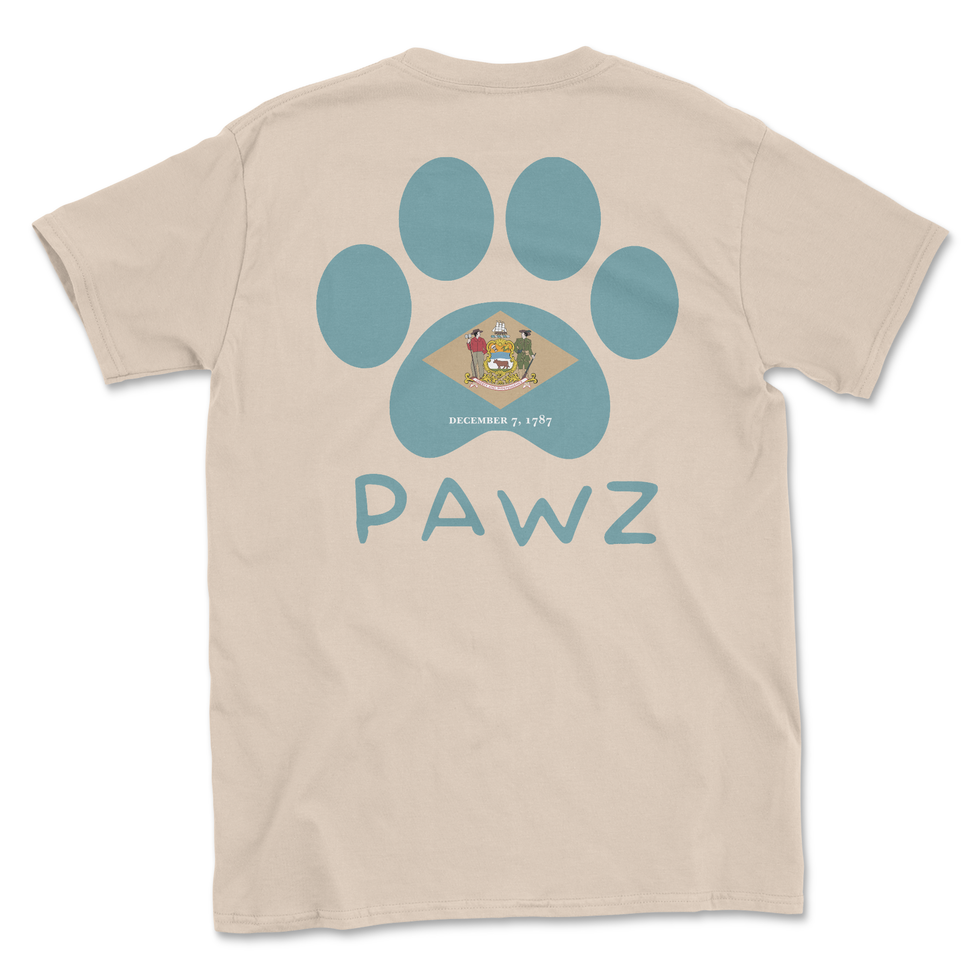 Delaware Flag Paw (Adult Short Sleeve T-Shirt)