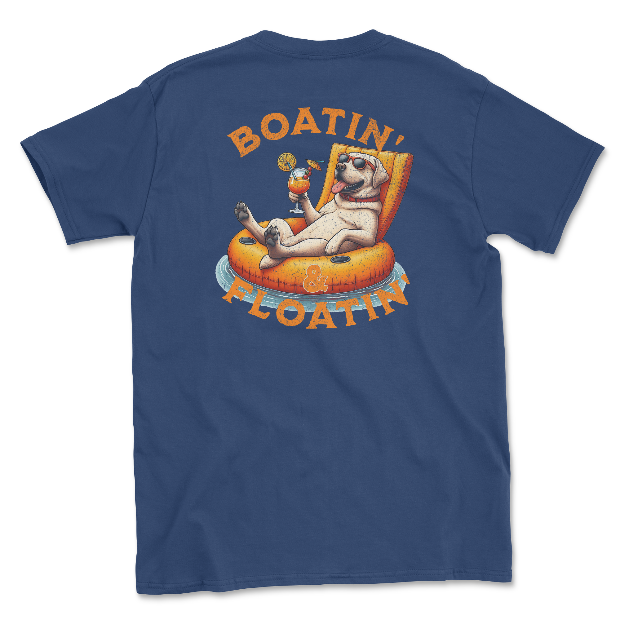 Boatin' & Floatin' (Yellow Lab) (Adult Short Sleeve T-Shirt)